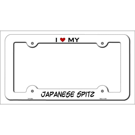 Japanese Spitz Novelty Metal License Plate Frame LPF-208 White