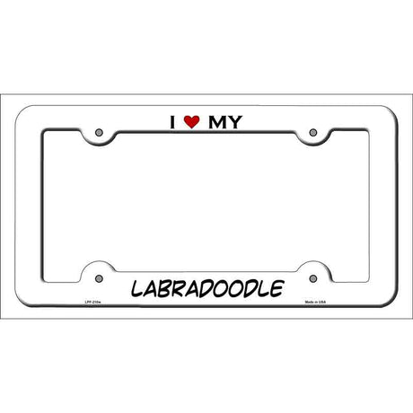 Labradoodle Novelty Metal License Plate Frame LPF-210 White