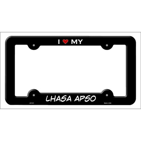 Lhasa Apso Novelty Metal License Plate Frame LPF-211 Black