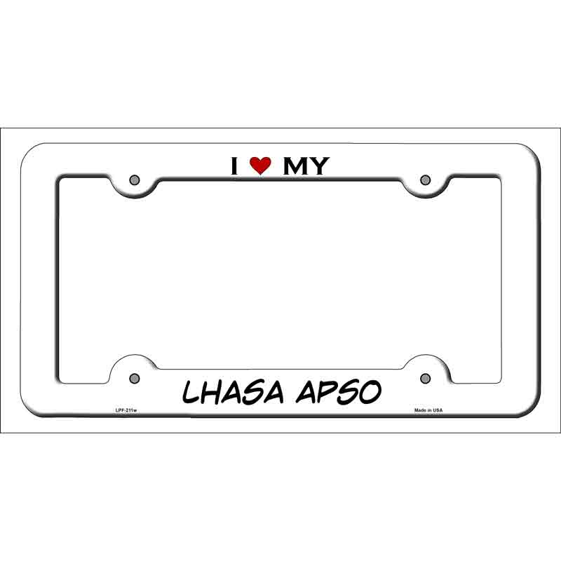 Lhasa Apso Novelty Metal License Plate Frame LPF-211 White