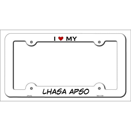 Lhasa Apso Novelty Metal License Plate Frame LPF-211 White