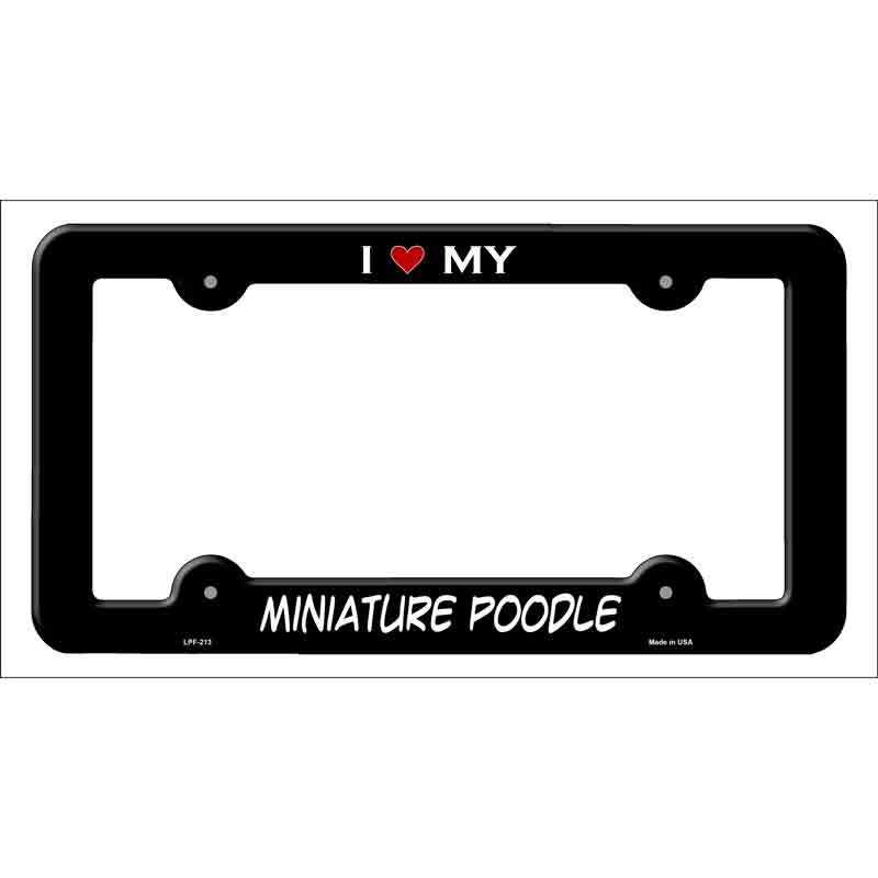 Miniature Poodle Novelty Metal License Plate Frame LPF-213 Black