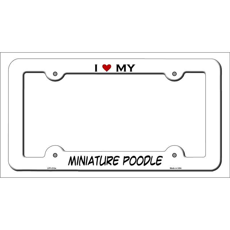 Miniature Poodle Novelty Metal License Plate Frame LPF-213 White