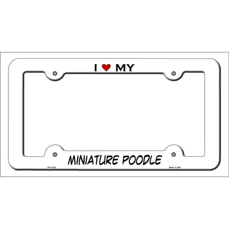 Miniature Poodle Novelty Metal License Plate Frame LPF-213 White