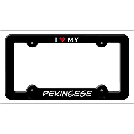 Pekingese Novelty Metal License Plate Frame LPF-215 Black