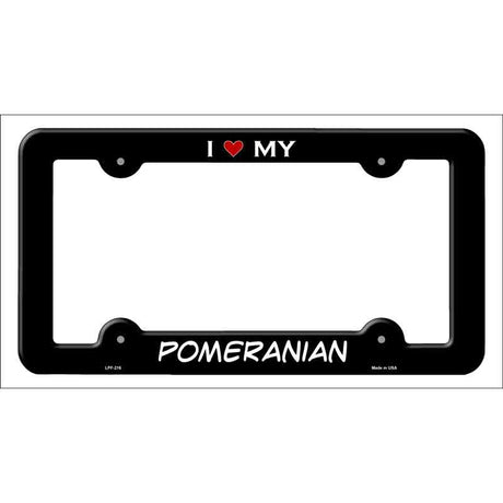 Pomeranian Novelty Metal License Plate Frame LPF-216 Black