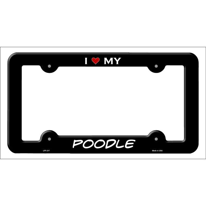 Poodle Novelty Metal License Plate Frame LPF-217 Black