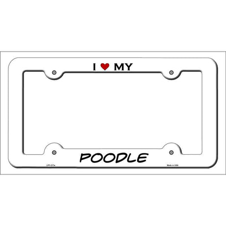 Poodle Novelty Metal License Plate Frame LPF-217 White