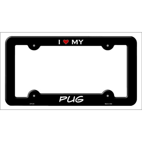 Pug Novelty Metal License Plate Frame LPF-218 Black