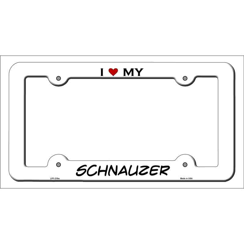 Schnauzer Novelty Metal License Plate Frame LPF-219 White