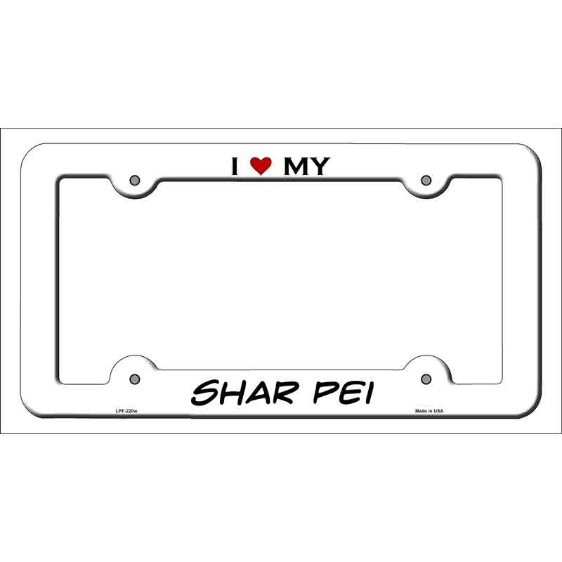 Shar Pei Novelty Metal License Plate Frame LPF-220 White