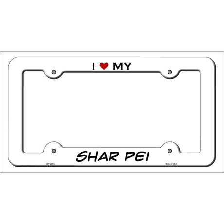 Shar Pei Novelty Metal License Plate Frame LPF-220 White