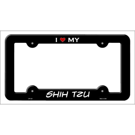 Shih Tzu Novelty Metal License Plate Frame LPF-221 Black