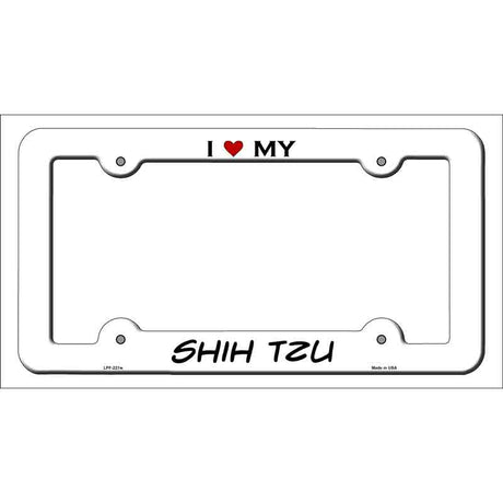 Shih Tzu Novelty Metal License Plate Frame LPF-221 White