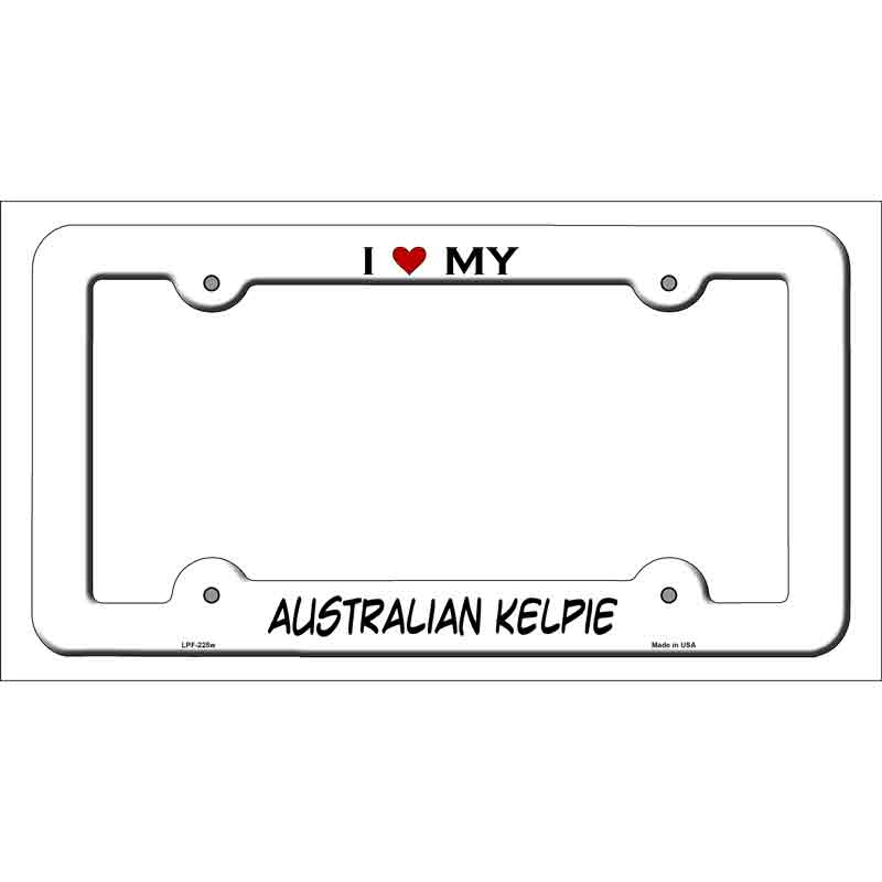 Australian Kelpie Novelty Metal License Plate Frame LPF-225 White