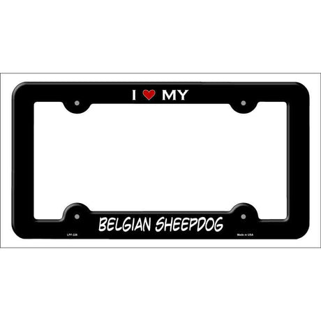 Belgian Sheepdog Novelty Metal License Plate Frame LPF-226 Black