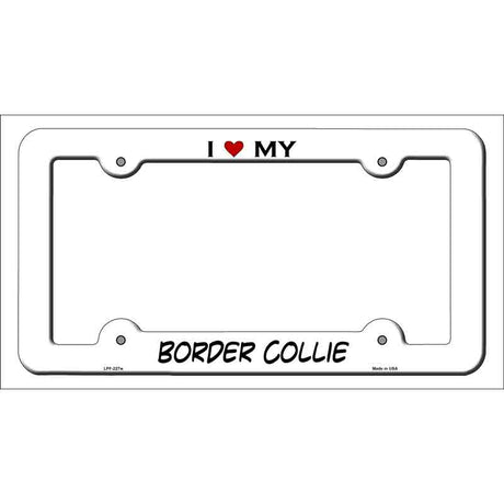 Border Collie Novelty Metal License Plate Frame LPF-227 White