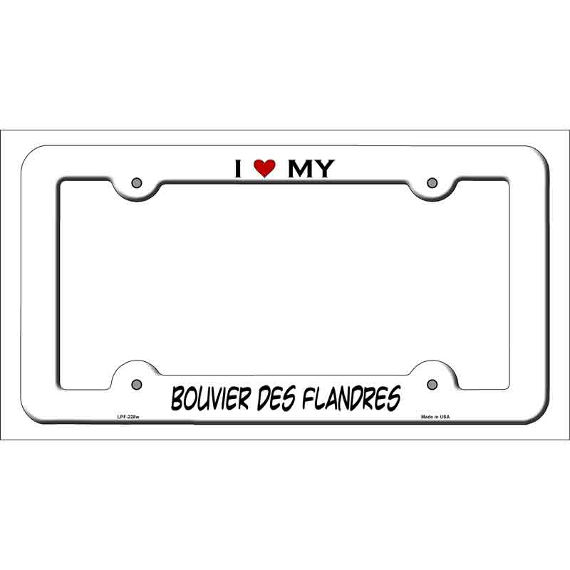 Bouvier Des Flandres Novelty Metal License Plate Frame LPF-228 White