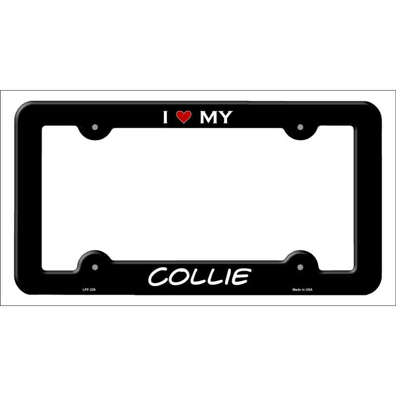 Collie Novelty Metal License Plate Frame LPF-229 Black