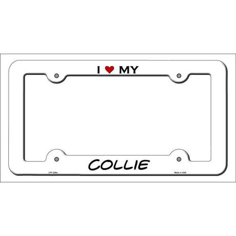 Collie Novelty Metal License Plate Frame LPF-229 White