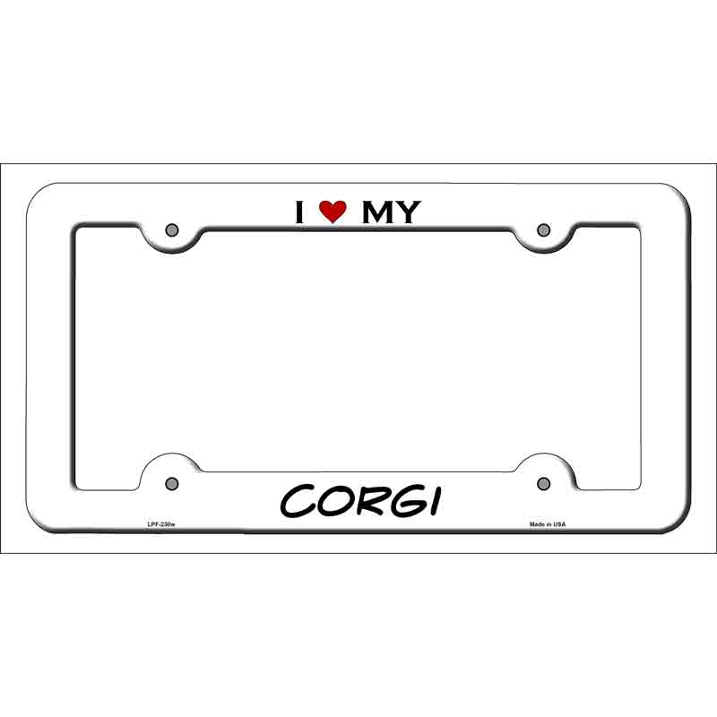 Corgi Novelty Metal License Plate Frame LPF-230 White