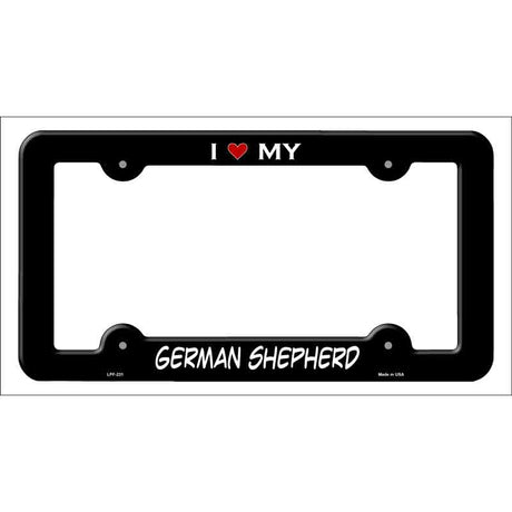 German Shepherd Novelty Metal License Plate Frame LPF-231 Black