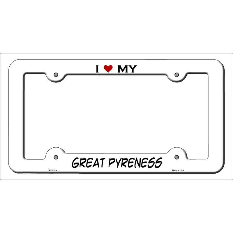 Great Pyreness Novelty Metal License Plate Frame LPF-232 White