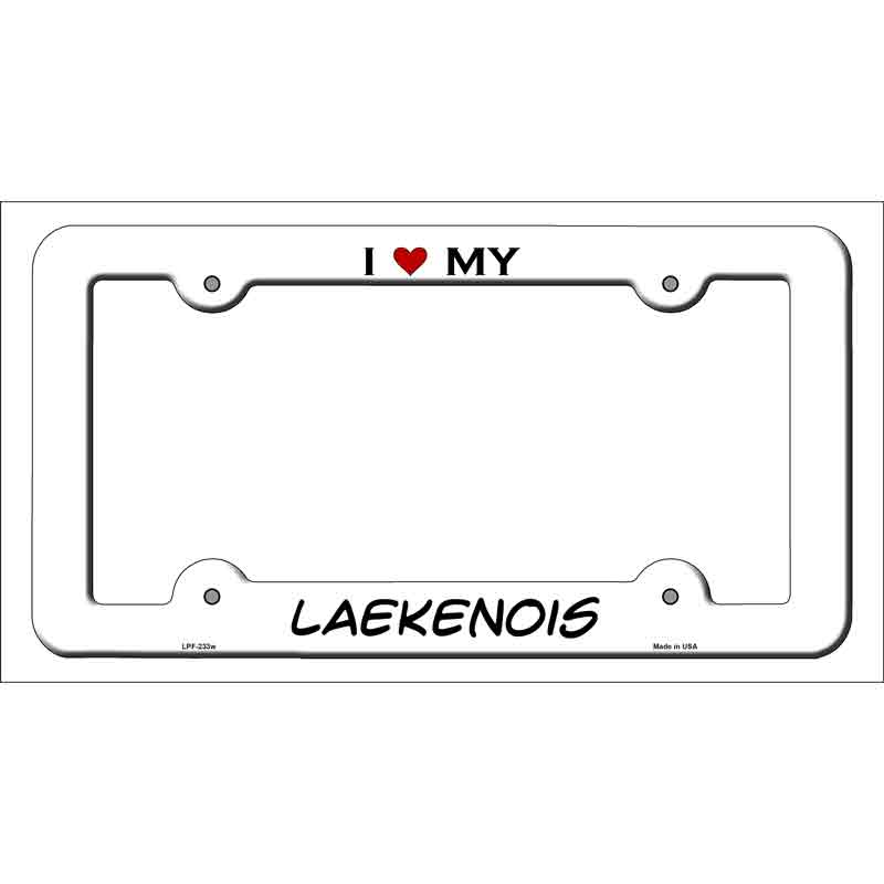 Laekenois Novelty Metal License Plate Frame LPF-233 White