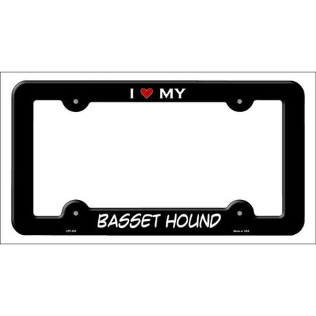 Basset Hound Novelty Metal License Plate Frame LPF-235 Black