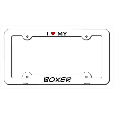 Boxer Novelty Metal License Plate Frame LPF-236 White