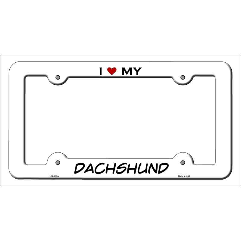 Dachshund Novelty Metal License Plate Frame LPF-237 White