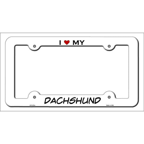 Dachshund Novelty Metal License Plate Frame LPF-237 White