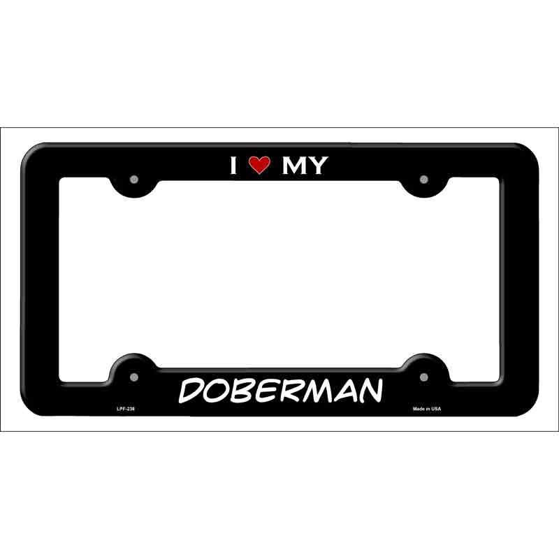 Doberman Novelty Metal License Plate Frame LPF-238 Black