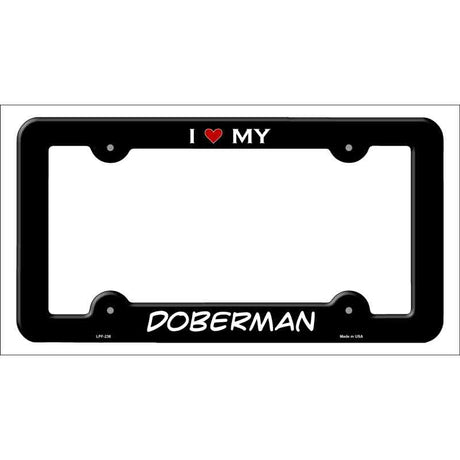 Doberman Novelty Metal License Plate Frame LPF-238 Black