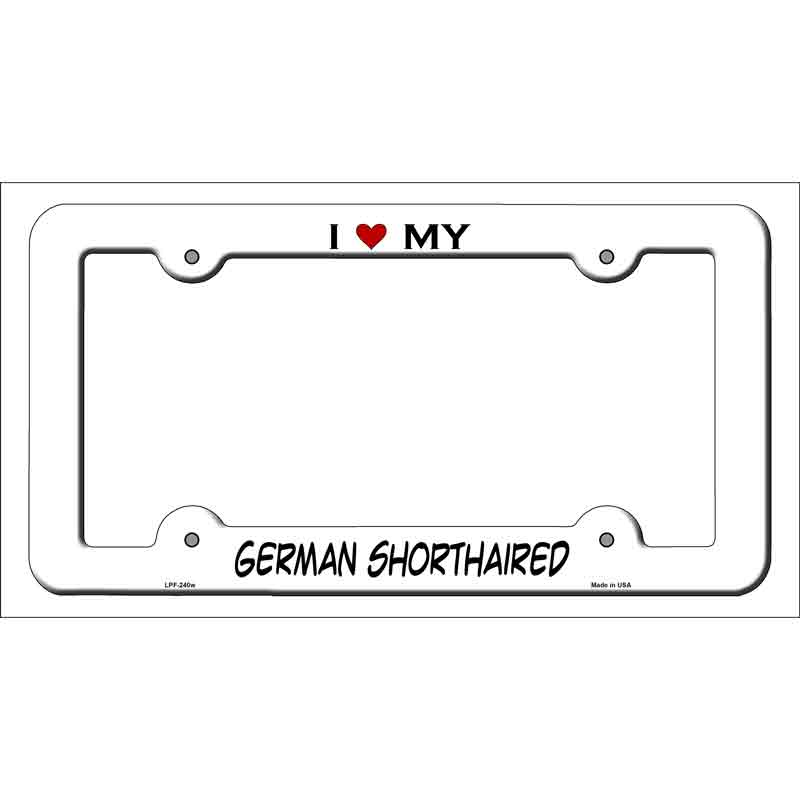 German Shorthaired Novelty Metal License Plate Frame LPF-240 White