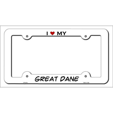 Great Dane Novelty Metal License Plate Frame LPF-241 White