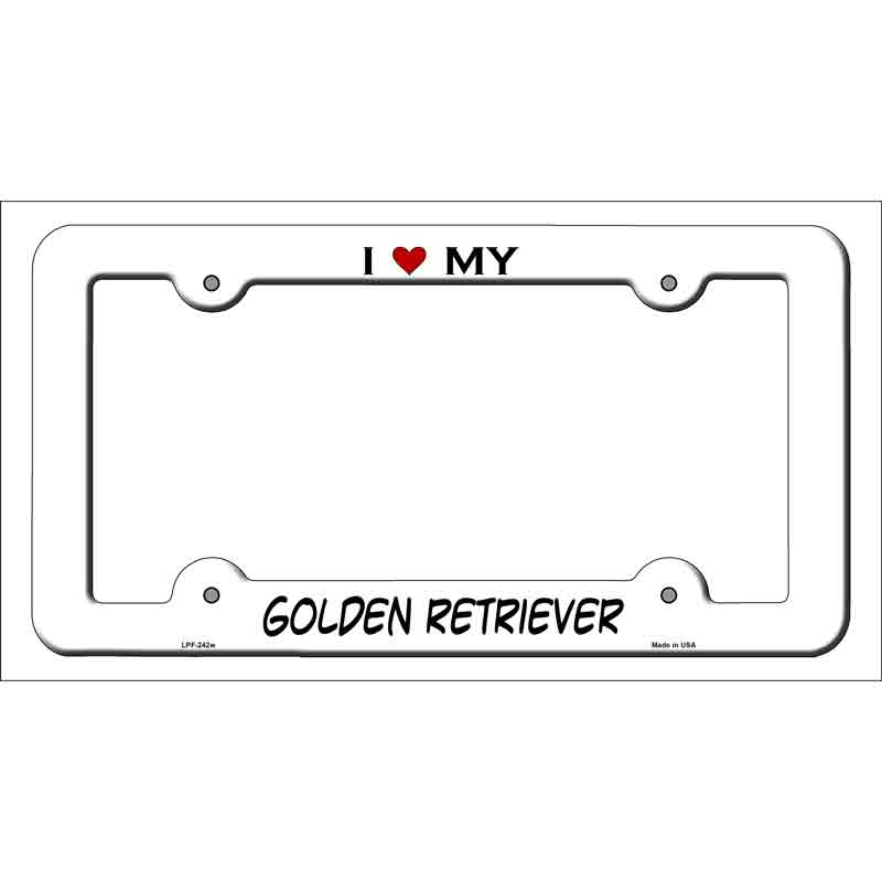 Golden Retriever Novelty Metal License Plate Frame LPF-242 White