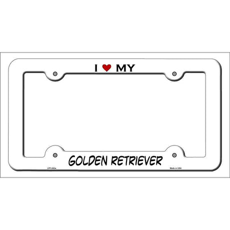 Golden Retriever Novelty Metal License Plate Frame LPF-242 White