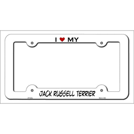 Jack Russell Terrier Novelty Metal License Plate Frame LPF-243 White