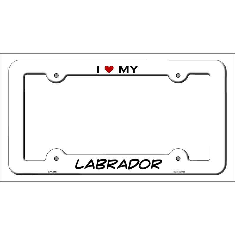 Labrador Novelty Metal License Plate Frame LPF-244 White