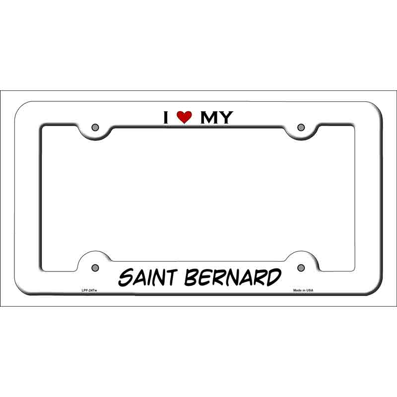 Saint Bernard Novelty Metal License Plate Frame LPF-247 White