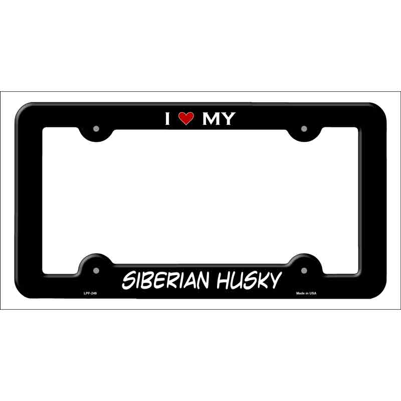 Siberian Husky Novelty Metal License Plate Frame LPF-249 Black