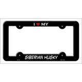 Siberian Husky Novelty Metal License Plate Frame LPF-249 Black