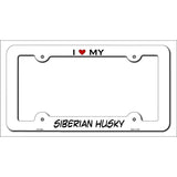 Siberian Husky Novelty Metal License Plate Frame LPF-249 White