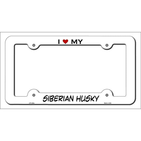 Siberian Husky Novelty Metal License Plate Frame LPF-249 White