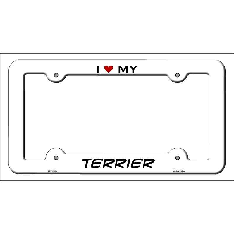 Terrier Novelty Metal License Plate Frame LPF-252 White