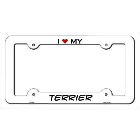 Terrier Novelty Metal License Plate Frame LPF-252 White