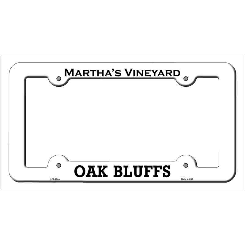 Marthas Vineyard Oak Bluffs Novelty Metal License Plate Frame White