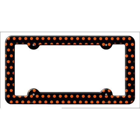 Black Orange Polka Dots Novelty Metal License Plate Frame LPF-268