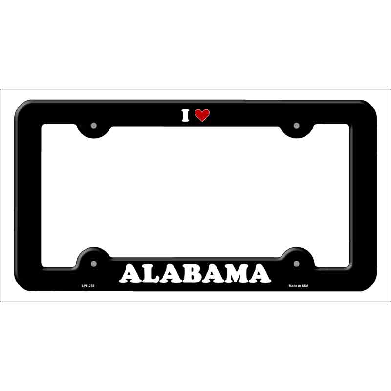 Love Alabama Novelty Metal License Plate Frame LPF-278 Black